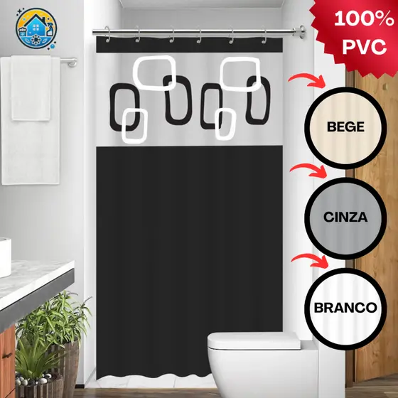 Cortina Box Banheiro Chuveiro com Visor Ibiza Antimofo Impermeável Resistente Qualidade PVC c/Gancho