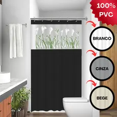 Cortina Box com Visor Copo de Leite Para Banheiro Antimofo Resistente Alta Qualidade 100% PVC Várias Cores
