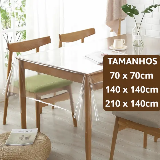 Toalha de Mesa Transparente em Plástico Impermeável – Protetora, Resistente e Fácil de Limpar | Diversos Tamanhos