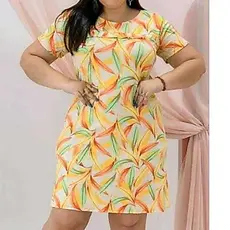 Vestido Estampado Plus Size Moda Evangélica Detalhe Badado
