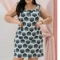 Vestido Malha Alça Larga com Babado Plus Size