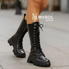Bota Coturno Tratorado Cano Alto Estilo de Blogueira