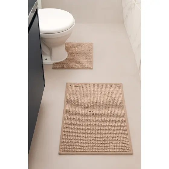 Kit Tapetes Banheiro Chenille 2 peças Macio, Antiderrapante e Super Absorvente