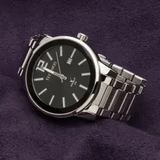 Relogio Masculino Technos Golf Clássico Prata Aço 2115TU/1P Fundo Preto Original Presente Homem Namorado Esposo Marido