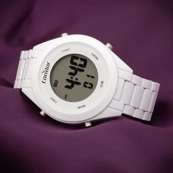 Relogio Feminino Digital Branco Condor COAE19432AM/4B Luz Noturna Original Garantia de 1 Ano Presente Mulheres Namorada
