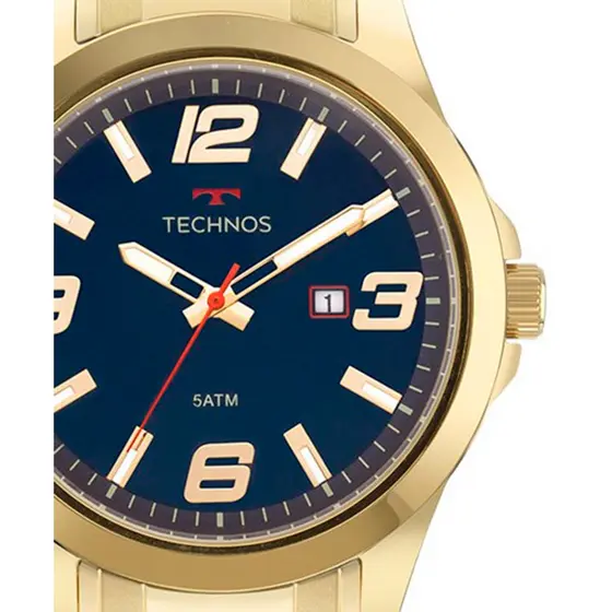 Relogio Masculino Technos Dourado Fundo Azul 2115MPIS/4A Garantia de 1 Ano Original Presente para Homens