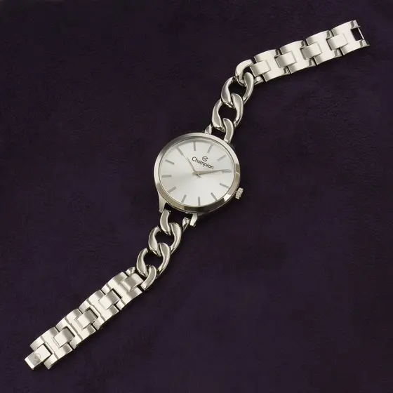 Relógio Feminino Champion Prata Pulseira Bracelete Elos Corrente Original CN21390Q