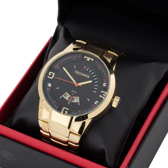 Relogio Masculino Dourado Technos Skymaster Original 2117LBES/4P