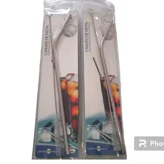 Canudo Metal Milkshalke BEBIDAS Inox Reutilizável + Escova De Limpeza - 2pç