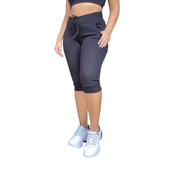 Calça corsário feminina calca cintura alta com elastano