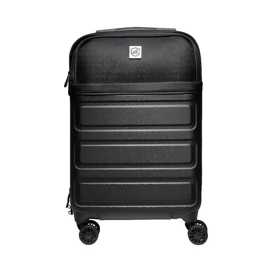 Gshield Mala de Bordo Armor para Viagem 33 Litros em ABS com Bolso, Rodinhas 360潞 Leve e Resistente, Preta