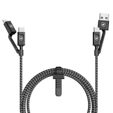 Cabo Carregador Rápido 4 Em 1 Defender 33w Tipo C Com Adaptadores Micro Usb V8 + Usb A 1,5m Gshield