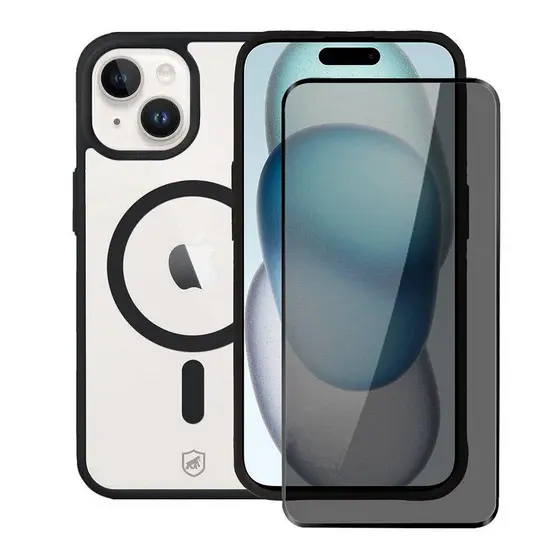 Kit Capa case capinha Magsafe Preta e Pelicula Defender Pro Privacidade para iPhone 15 - Gshield