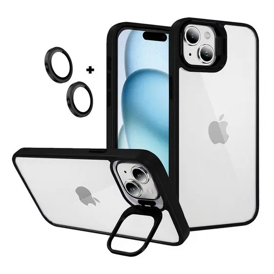Capa case capinha com protetor de lente para iPhone 15 - Gravity Preta - Gshield