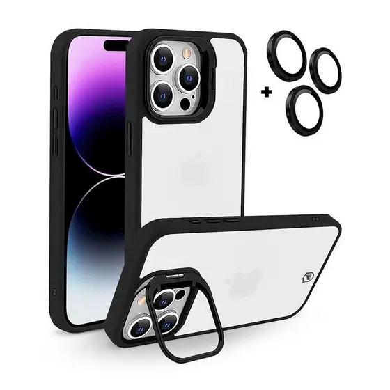 Capa case capinha com protetor de lente para iPhone 14 Pro Max - Gravity Preta - Gshield