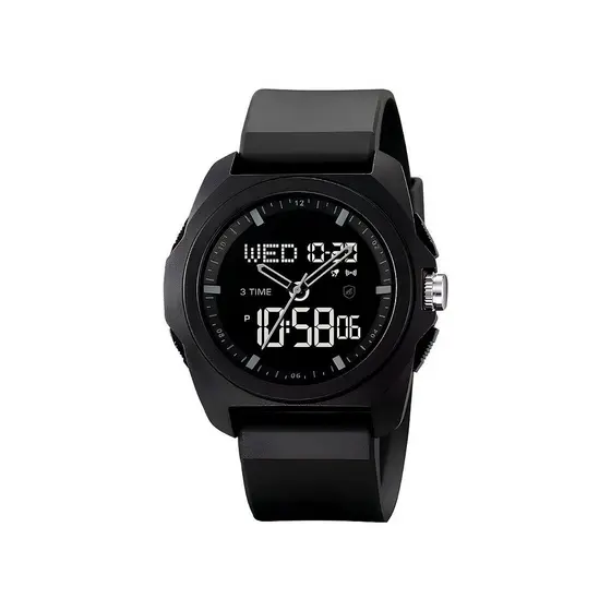 Gshield Relógio Analógico Digital Survivor à Prova d’Água até 30m com Visor de 48mm e Pulseira de silicone 25 cm
