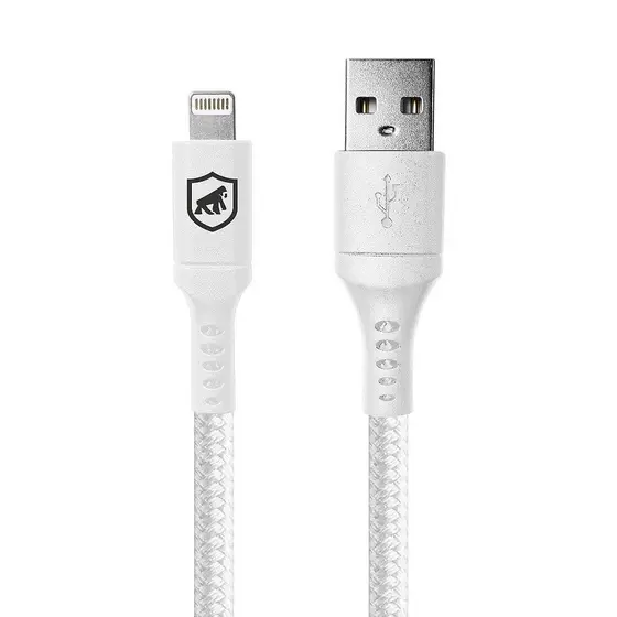 Cabo em Nylon Survivor para iPhone Lightning / USB - 1,5m - Branco - Gshield