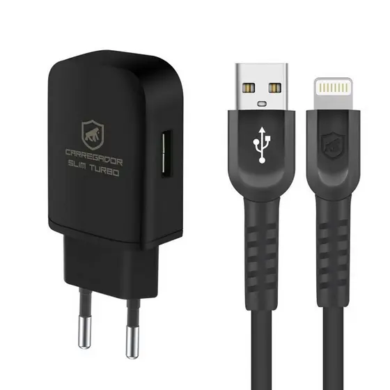 Kit Carregador turbo slim com Cabo Dual Shock Lightning iPhone Homologado MFI - Gshield
