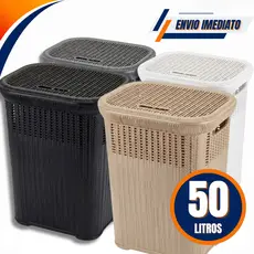 Cesto de Roupa Telado Rattan 50 Litros Com Tampa Premium