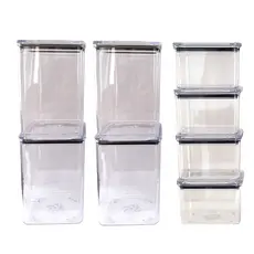 4 pote hermético acrílico 1,1 litro e 4 pote hermético acrílico 480ml