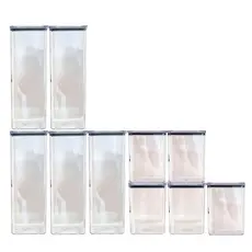Kit 10 Potes Hermético 2,3 Litros E 1,1 Litro De Acrílico