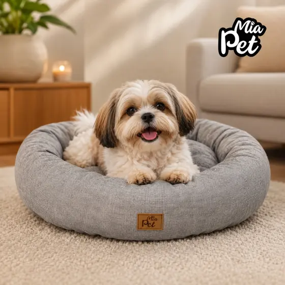 Cama Caminha Pet 50x50 Para Cachorro e Gato Redonda Macia Tecido Linho ou Suede