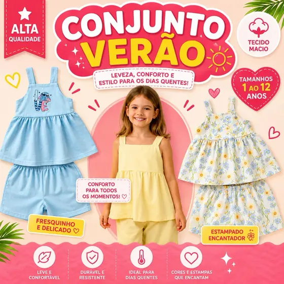 Conjunto Infantil Menina Bebê Juvenil Feminino Premium