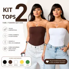 Kit 02 Cropped Tube Top Faixa Suplex Verão Blogueira Tomara Que Caia comprido Com Sustentação