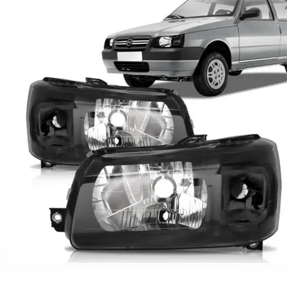 Par FAROL FIAT UNO 2004 ate 2013 Mascara Negra
