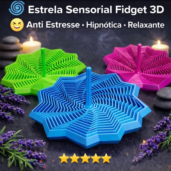Fidget Toy Estrela Sensorial 3D Expansível Anti Estresse Relaxante ASMR Depressão Sensorial Rotativo