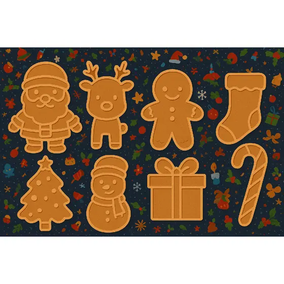 kit com 8 peças de cortador e marcador de biscoitos de natal/papai noel/arvore de natal..