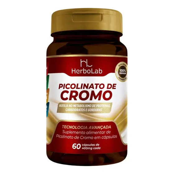 Picolinato De Cromo 60 Cápsulas Equivale 714% Valor Diário