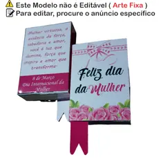 Lembrancinha Caixinha Dia das Mulheres Mini Livro Porta Chocolate Bis Papel Fotográfico 180g com Laço Rosa Lr01