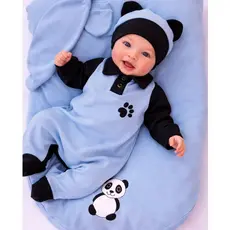 Saída de Maternidade  com Touca Bebê Menino 4 Peças Panda Baby  Touca Roupa de Bebe