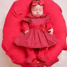 Saida de Maternidade Menina com Vestido e Faixinha de Cabelo Maia  05 peças Roupa de Bebe