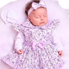 Saída de Maternidade com Vestido  para Bebê Menina Amora Floral 05 Peças Roupa de Bebe