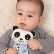Naninha Ursinho Panda de Pelúcia com Paninho de Boca e Porta-Chupeta Toque Suave Roupa de bebel