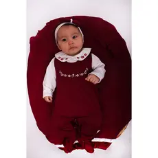 Saída de Maternidade  Gola Bordada Jardineira com Body Menina Bela 05 peças Roupas de Bebê