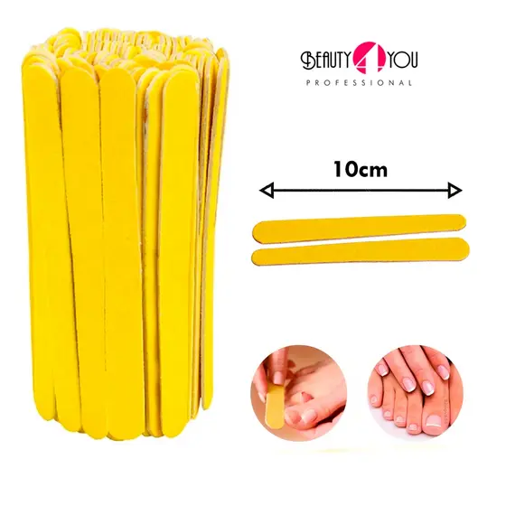 Kit de Lixas De Unha Cor Canário 10 cm de Comprimento Ideal Para Manicure e Pedicure Profissional