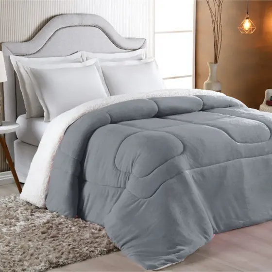 Coberdrom Edredom Casal Queen Com Sherpa Pele De Carneiro Manta Soft