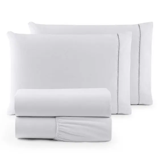 Kit Jogo de Lençol 04 Peças 600 Fios Egípcios Cama Casal Queen King Micropercal Macio Com e Sem Elástico