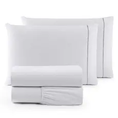 Kit Jogo de Lençol 04 Peças 600 Fios Egípcios Cama Casal Queen King Micropercal Macio Com e Sem Elástico