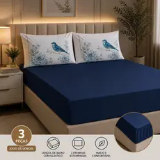 Jogo de Lençol 600 Fios Fronha Estampada Linha Nature Solteiro Casal Queen ou King