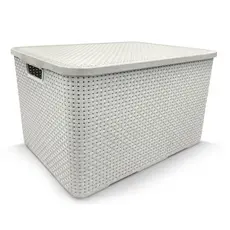 Caixa Organizadora Rattan Branca C/ Tampa - 4 Tamanhos 7L / 20L