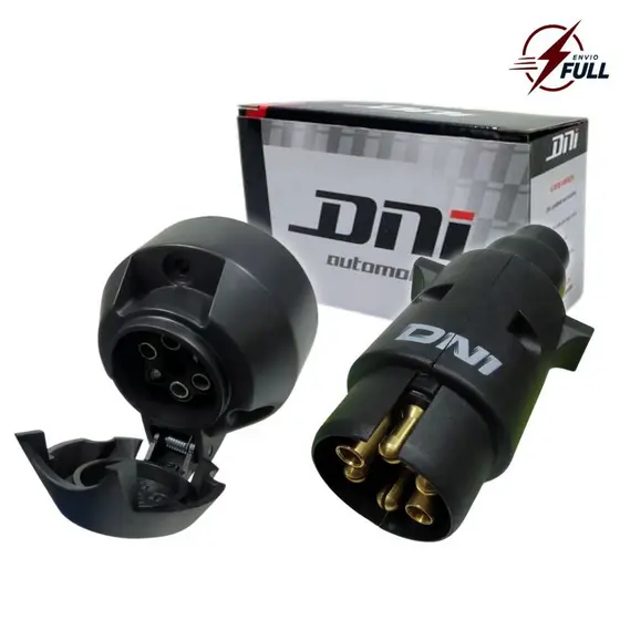 Kit Tomada Elétrica Carretinha Caminhão Reboque Conector Fêmea Macho 6 Polos 12v/24v Nylon DNI