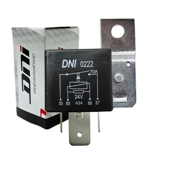Rele Auxiliar Universal 70a 24v 4 Pinos Com Suporte DNI0222 Rele 70a Uso Geral Caminhões e Onibus