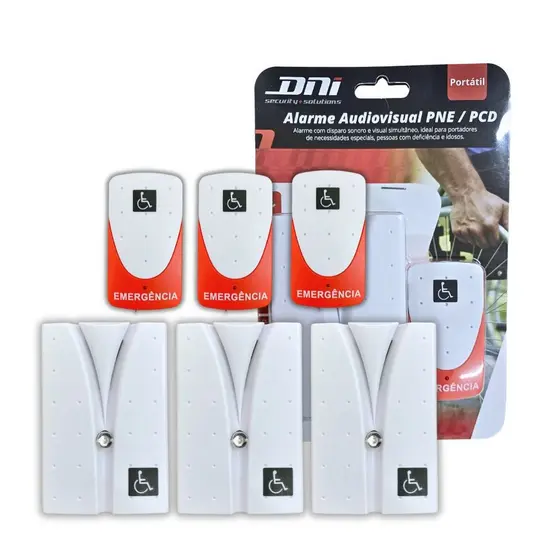 Kit 3 Alarme Campainha de Emergência para Banheiro PNE PCD e Idosos Sem Fio Bivolt DNI4241