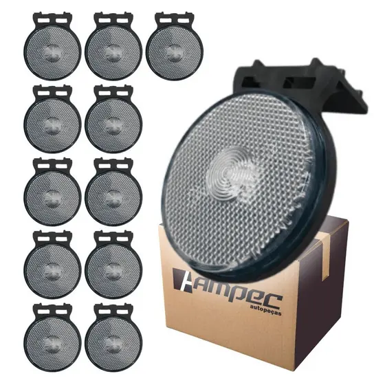 Kit 12 Lanterna Lateral LED Para Carreta Caminhão Trailer Reboque Com Suporte Cristal P 65mm