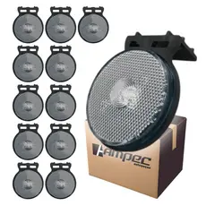 Kit 12 Lanterna Lateral LED Para Carreta Caminhão Trailer Reboque Com Suporte Cristal P 65mm