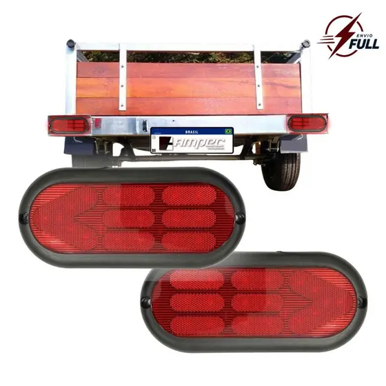 Par Lanterna Traseira 18 Led's Para Carretinha Reboque Trailer Lanterna Traseira Reboque Full Led